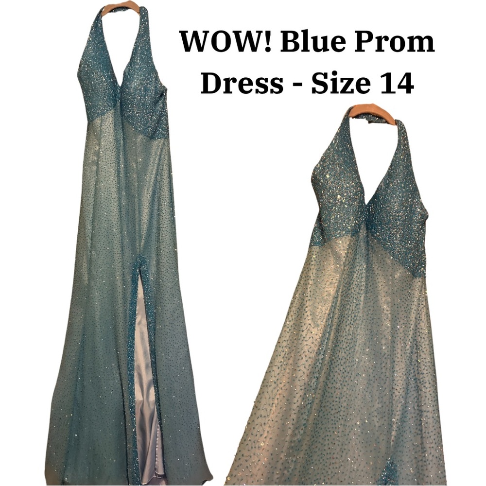 Slit Blue Prom Dress